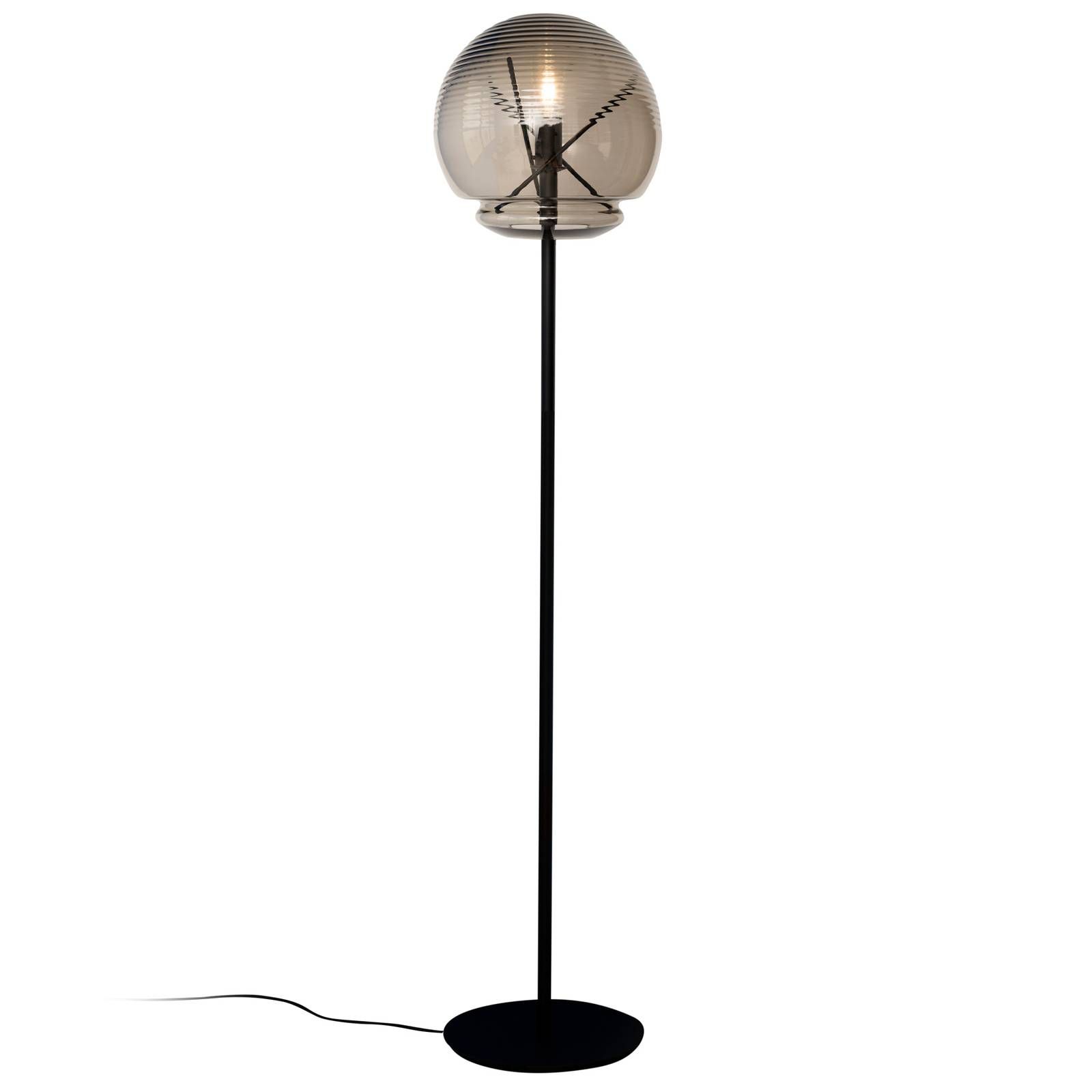 Artemide Vitruvio stojaca lampa stmiev., čierna, Obývacia izba / jedáleň, mosadz, ručne fúkané sklo, E27, 21W, K: 176.9cm