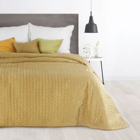 DomTextilu Luxusný velúrový prehoz na posteľ horčicovo žltej farby Šírka: 220 cm | Dĺžka: 240 cm 28405-154275