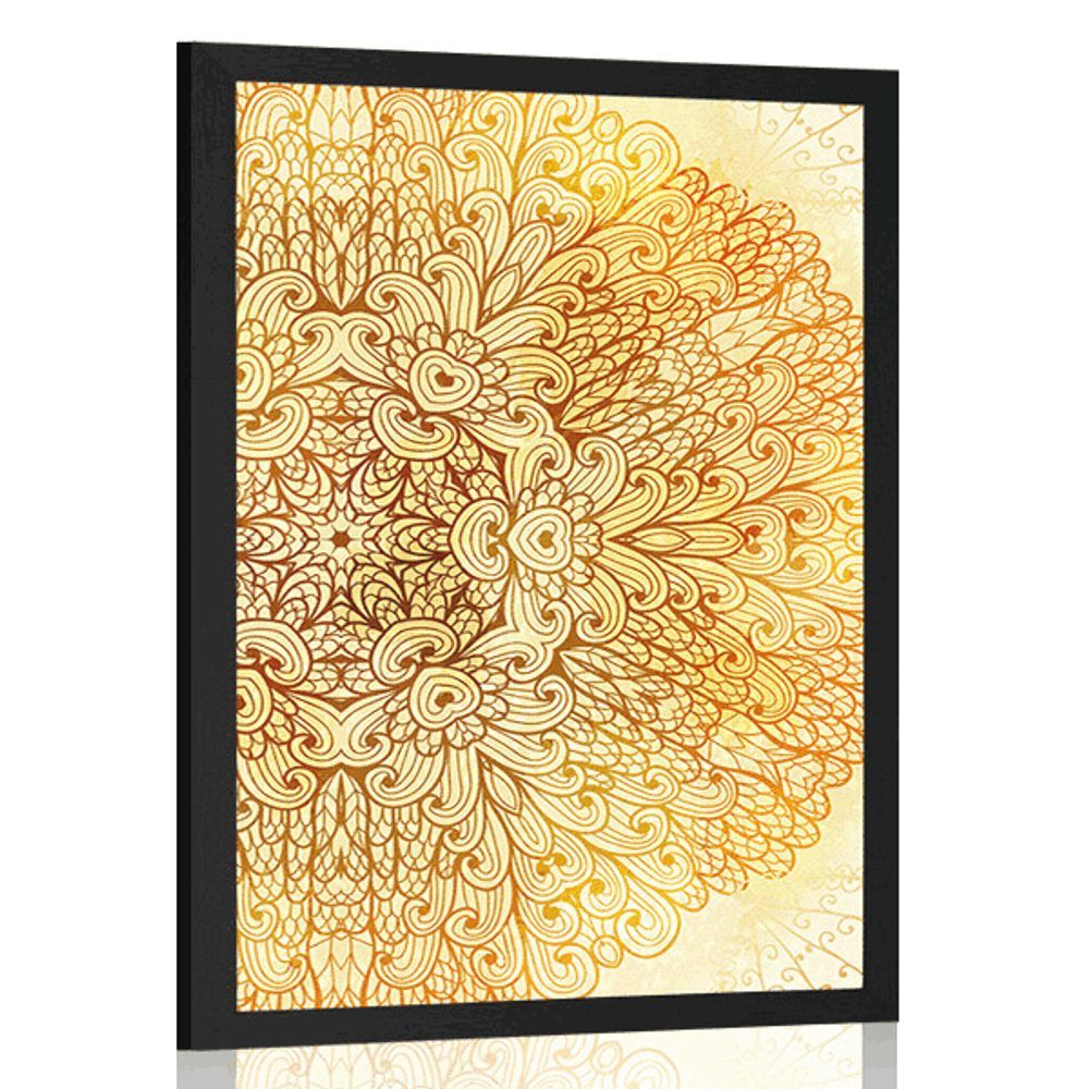 Plagát zlatá etnická Mandala - 40x60 black