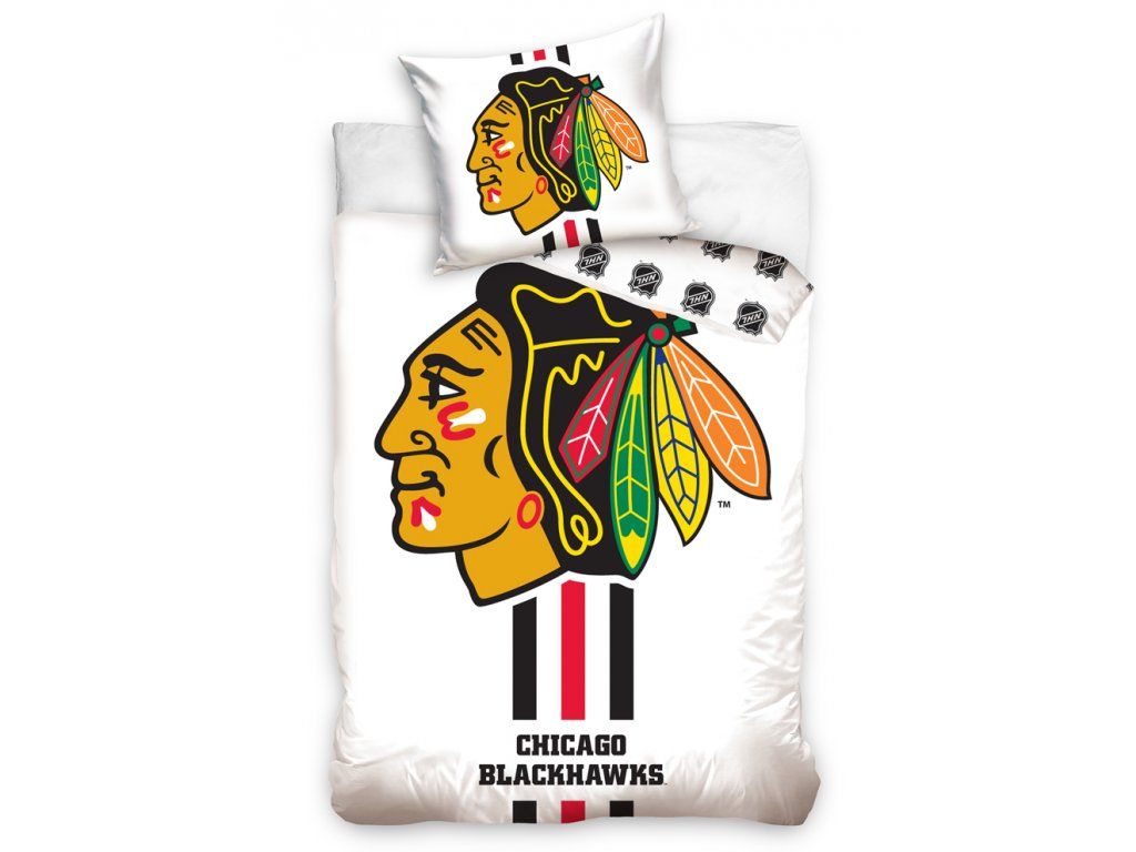 HOKEJOVÉ OBLIEČKY NHL CHICAGO BLACKHAWKS WHITE 140x200/70x90 cm