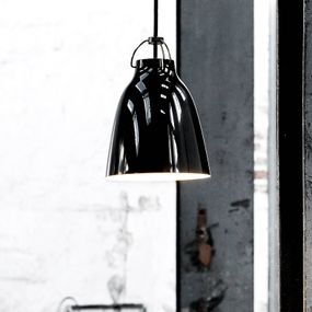 FRITZ HANSEN Caravaggio P1 lesklá čierna/čierna, Obývacia izba / jedáleň, hliník, oceľ, E27, 46W, K: 21.6cm