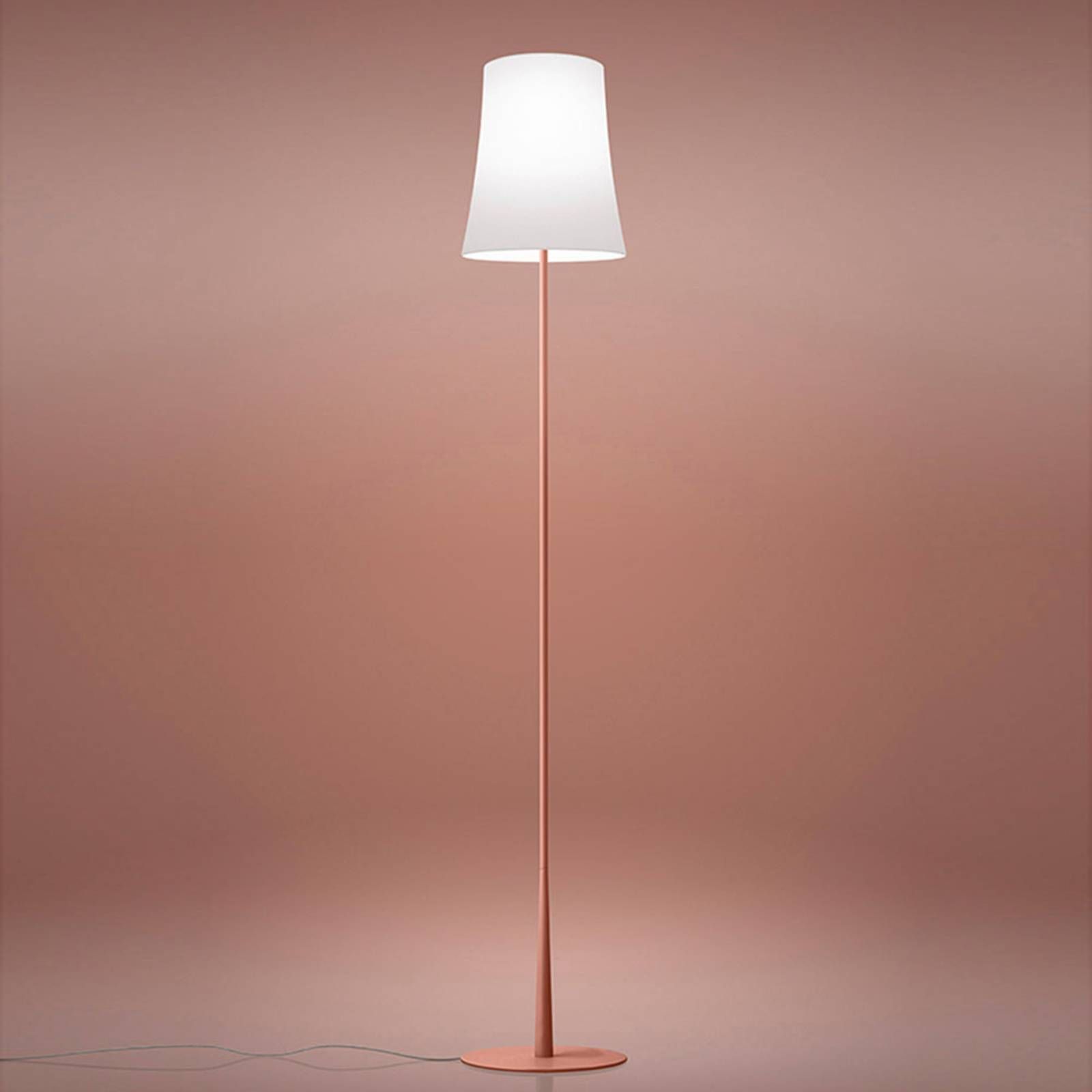 Foscarini Birdie Easy stojaca lampa tehlovočervená, Obývacia izba / jedáleň, polykarbonát, lakovaný hliník, E27, 57W, K: 150cm