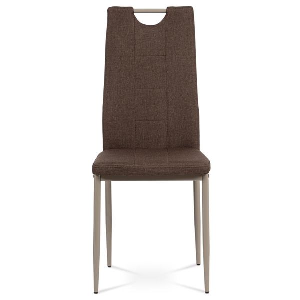 Autronic -  Jedálenská stolička DCL-393 BR2, hnedá látka, kov cappuccino lesk