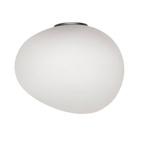 Foscarini Gregg grande semi1 nástenná lampa grafit, Obývacia izba / jedáleň, ručne fúkané sklo, kov, E27, 30W, L: 47 cm, K: 39cm