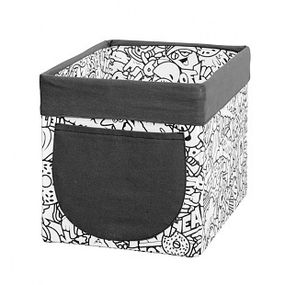 Úložný textilný box komiks - čierna / biela