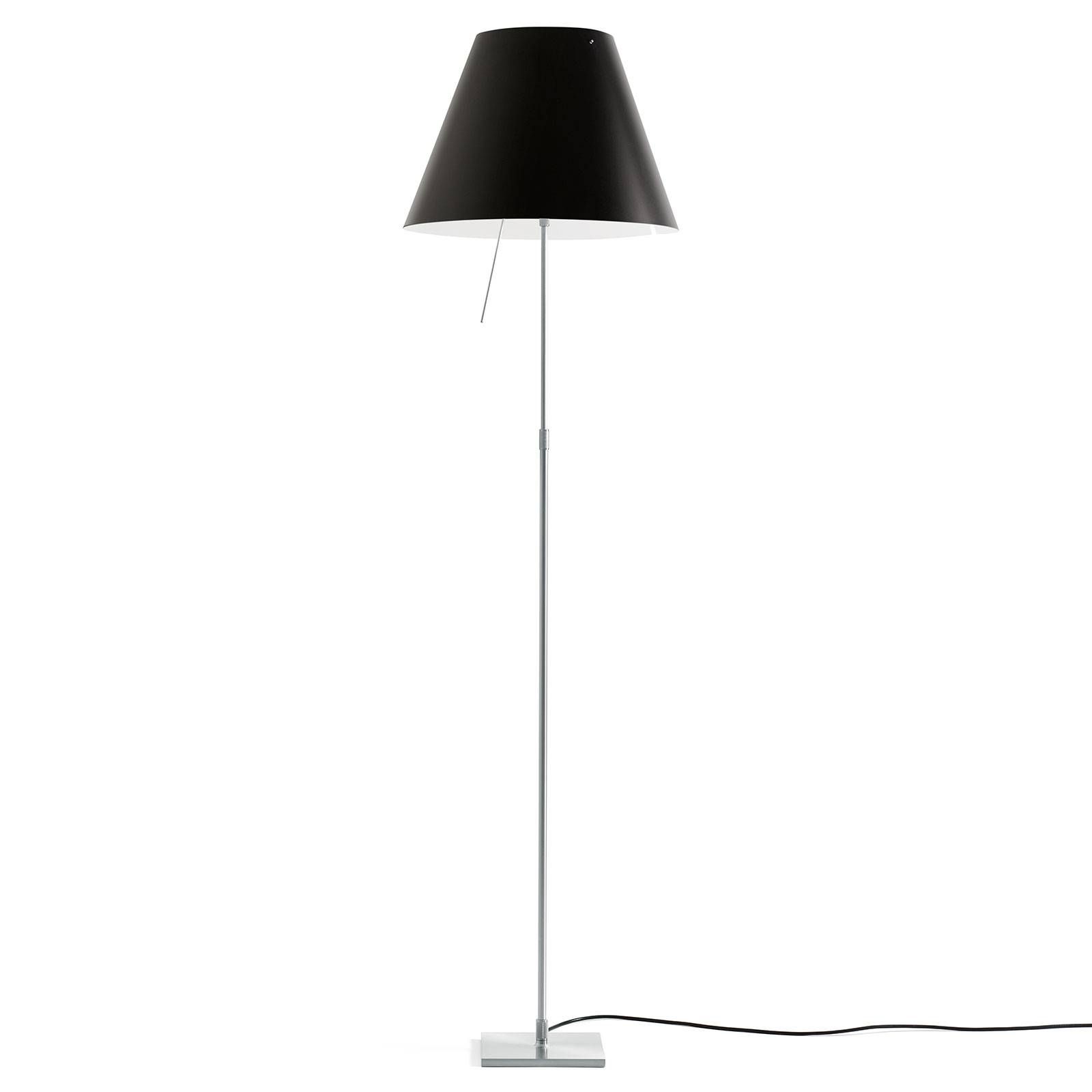 Luceplan Costanza stojaca lampa D13t, čierna, Obývacia izba / jedáleň, hliník, polykarbonát, E27, 105W, K: 160cm