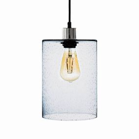 Euluna Závesná lampa Sóda valec, sklo, modrá Ø 18 cm, Obývacia izba / jedáleň, sklo, kov, E27, 60W, K: 25cm