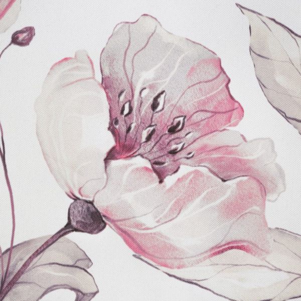 Bielo ružový zatemňujúci záves na riasiacu pásku s motívom exotických kvetov