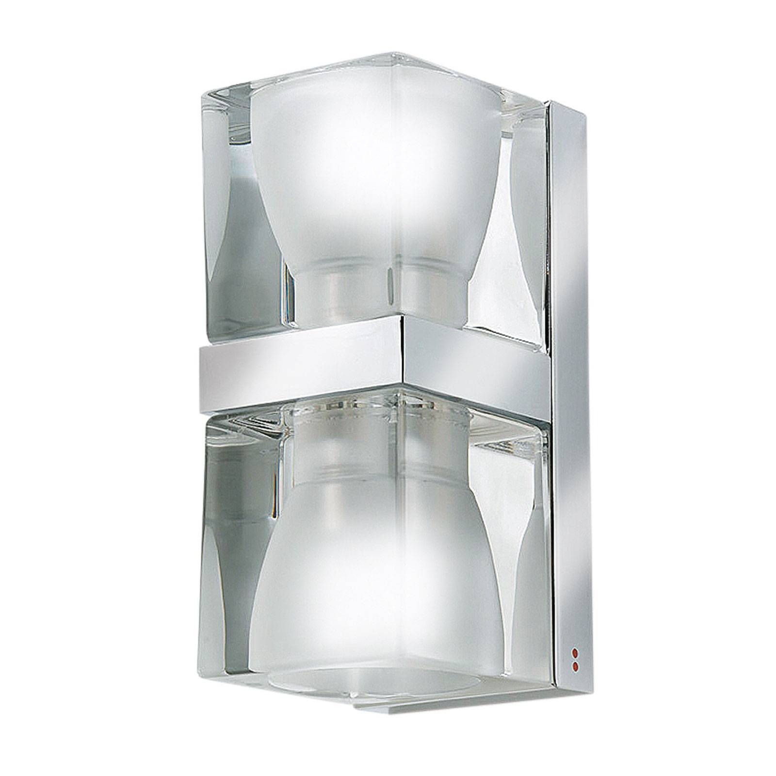 Fabbian Cubetto nástenné svetlo Up/Down GU10 číre, Obývacia izba / jedáleň, sklo, kov, GU10, 7W, L: 8 cm, K: 19.2cm
