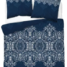 DomTextilu Dokonalé postelné bavlnené obliečky v modrej farbe s krásnym orientálnym vzorom v bielej farbe 51842-230686