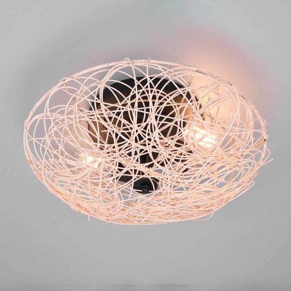 Reality Leuchten Stropné svietidlo Lovis z ratanového opletu Ø 40cm, Obývacia izba / jedáleň, ratan, železo, E27, 40W, K: 14cm
