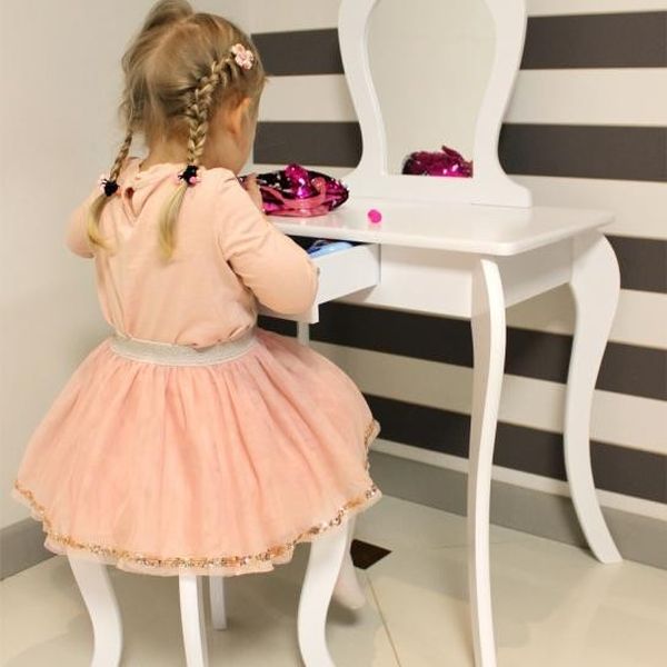 DomTextilu Moderný detský toaletný stolík v bielej farbe 29325 Biela