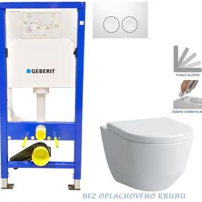 GEBERIT DuofixBasic s bielym tlačidlom DELTA21 + WC LAUFEN PRO RIMLESS + SEDADLO 458.103.00.1 21BI LP1