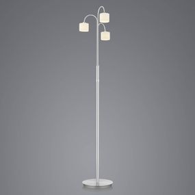 HELL Stojaca LED lampa Mila z niklu 3-pl valcovitý tvar, Obývacia izba / jedáleň, nikel, sklo, 15W, K: 150cm
