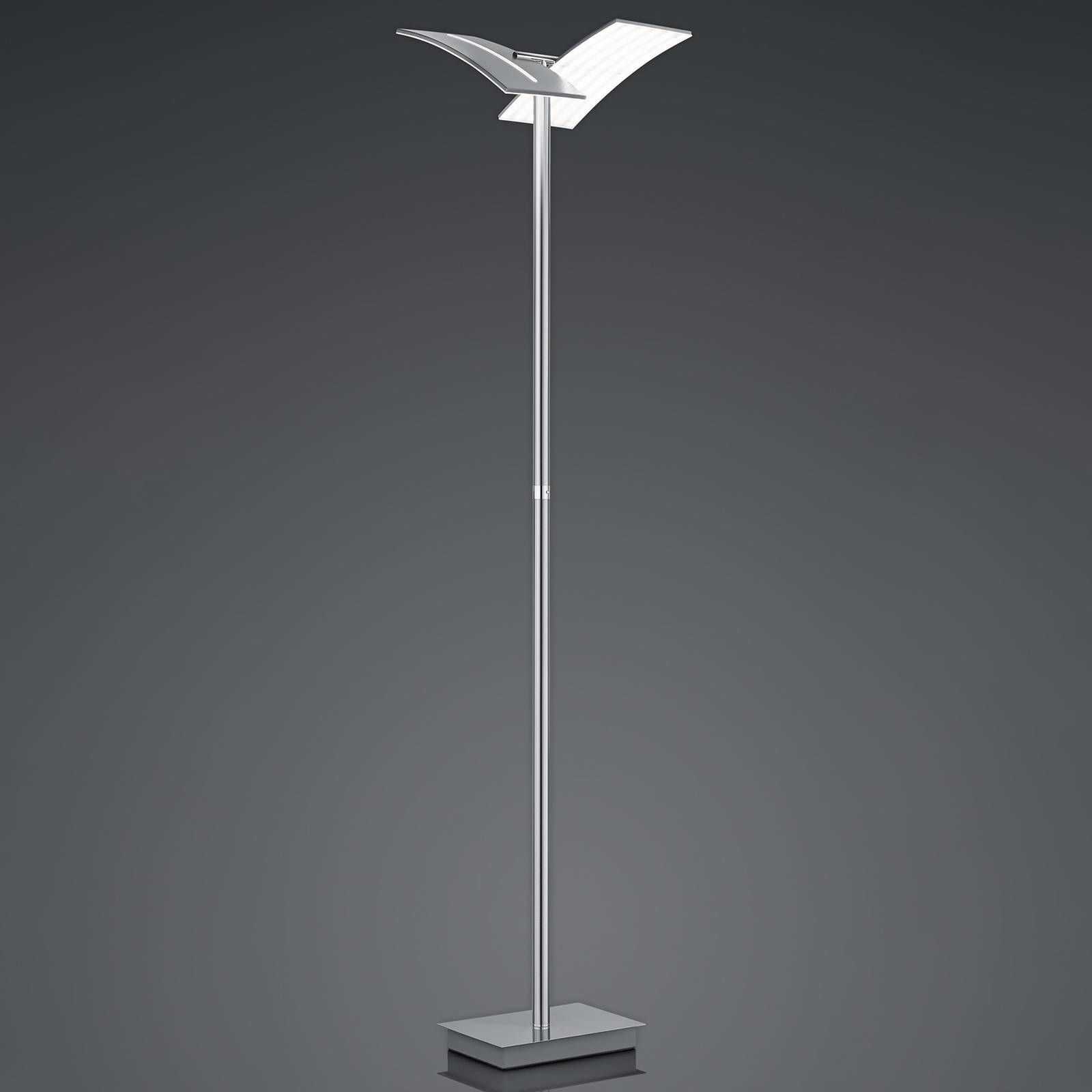 HELL Stojaca LED lampa Dual s vypínačom, nikel, 192 cm, Obývacia izba / jedáleň, nikel, 41W, K: 182cm