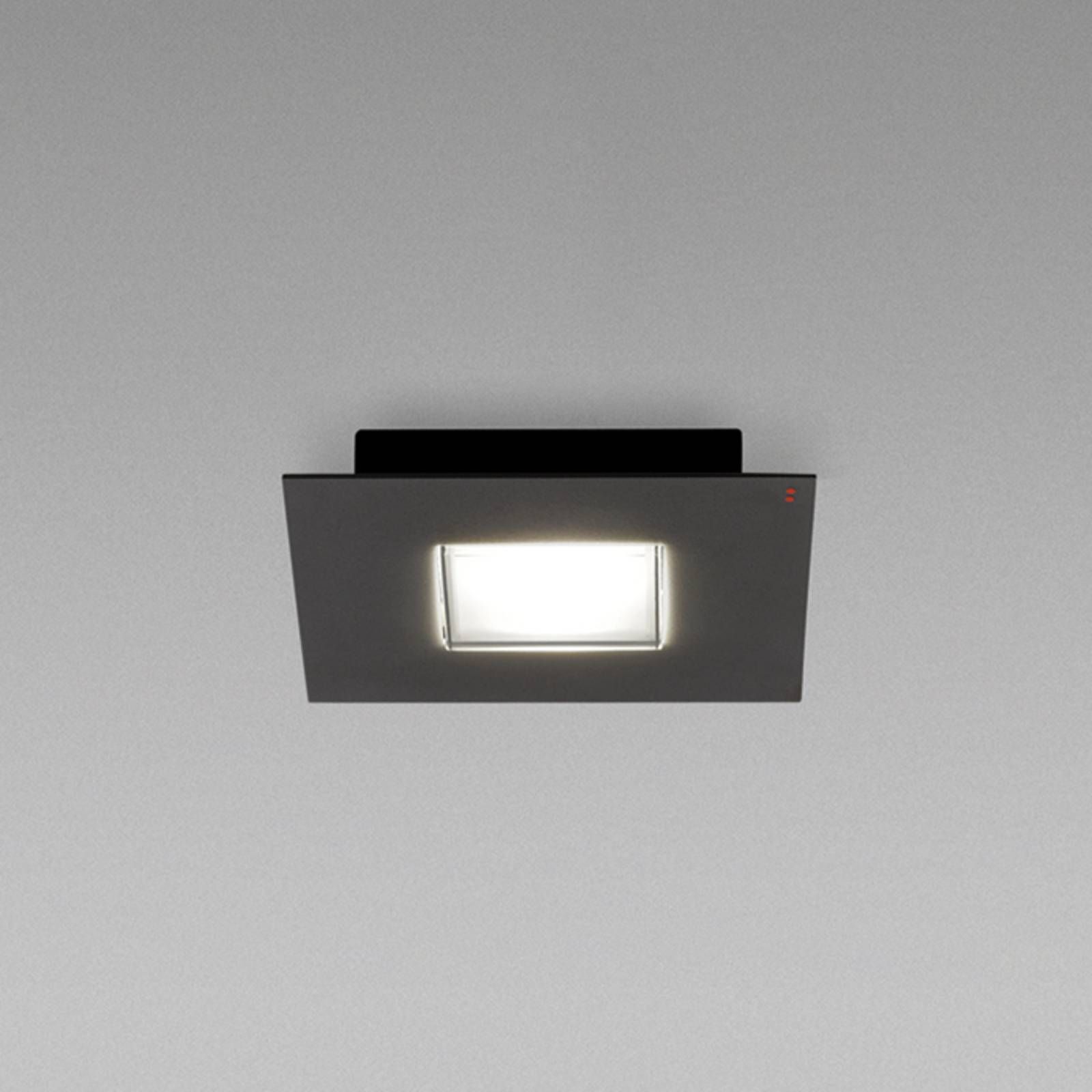 Fabbian Quarter čierne stropné LED svetlo 1-pl., Obývacia izba / jedáleň, hliník, polykarbonát, 4.5W, P: 15 cm, L: 15 cm, K: 3.5cm