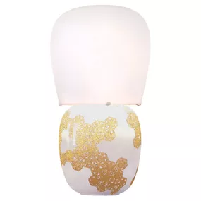 Kundalini Hive – keramická stolná lampa, biela, Obývacia izba / jedáleň, keramika, sklo, E27, 30W, K: 47cm