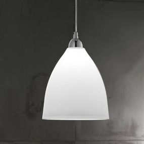 Fabas Luce Sklenená závesná lampa PROVENZA 20 cm biela, Obývacia izba / jedáleň, kov, sklo, E27, 75W, K: 21cm