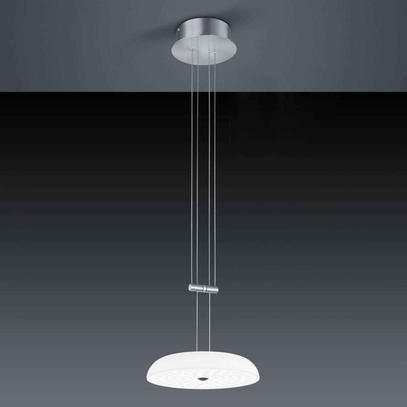 BANKAMP Vanity závesná lampa 1-pl., nikel Ø 25 cm, Obývacia izba / jedáleň, sklo, kov, 30W