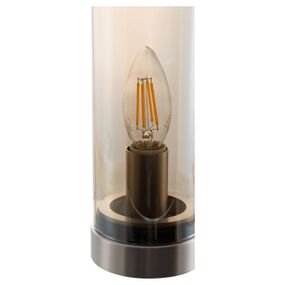 Nino Leuchten Sklenená stolná lampa Bottle, jantárová, Obývacia izba / jedáleň, kov, sklo, E14, 40W, K: 33cm