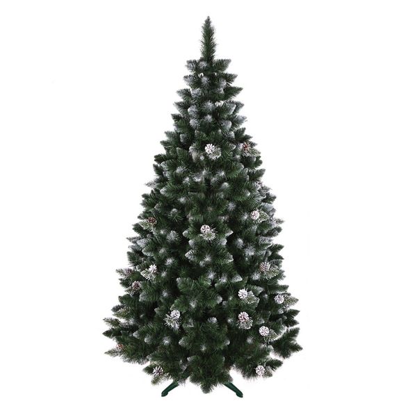 DomTextilu Exkluzívna zasnežená vianočná borovica so šiškami 220 cm 67002