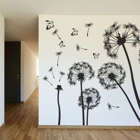 DomTextilu Nálepka na stenu do interiéru s motívom púpav a motýľov 200 x 200 cm