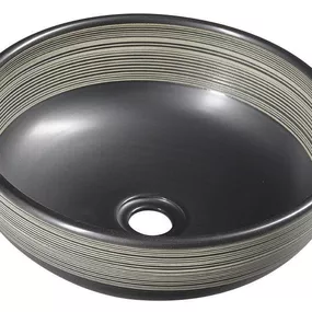 SAPHO - PRIORI keramické umývadlo na dosku Ø 41 cm, čierná s bielým vzorom PI025