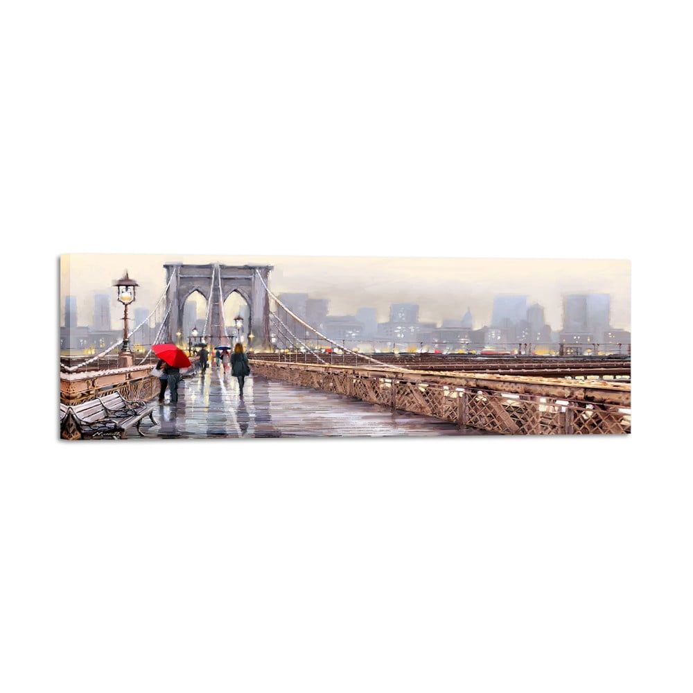 Obraz Styler Canvas Watercolor New York Bridge, 45 × 140 cm