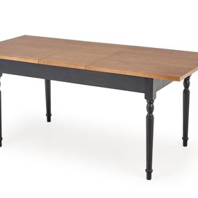 Halmar ROCOCO stôl s rozkladom doska - tmavý dub, nohy - čierne