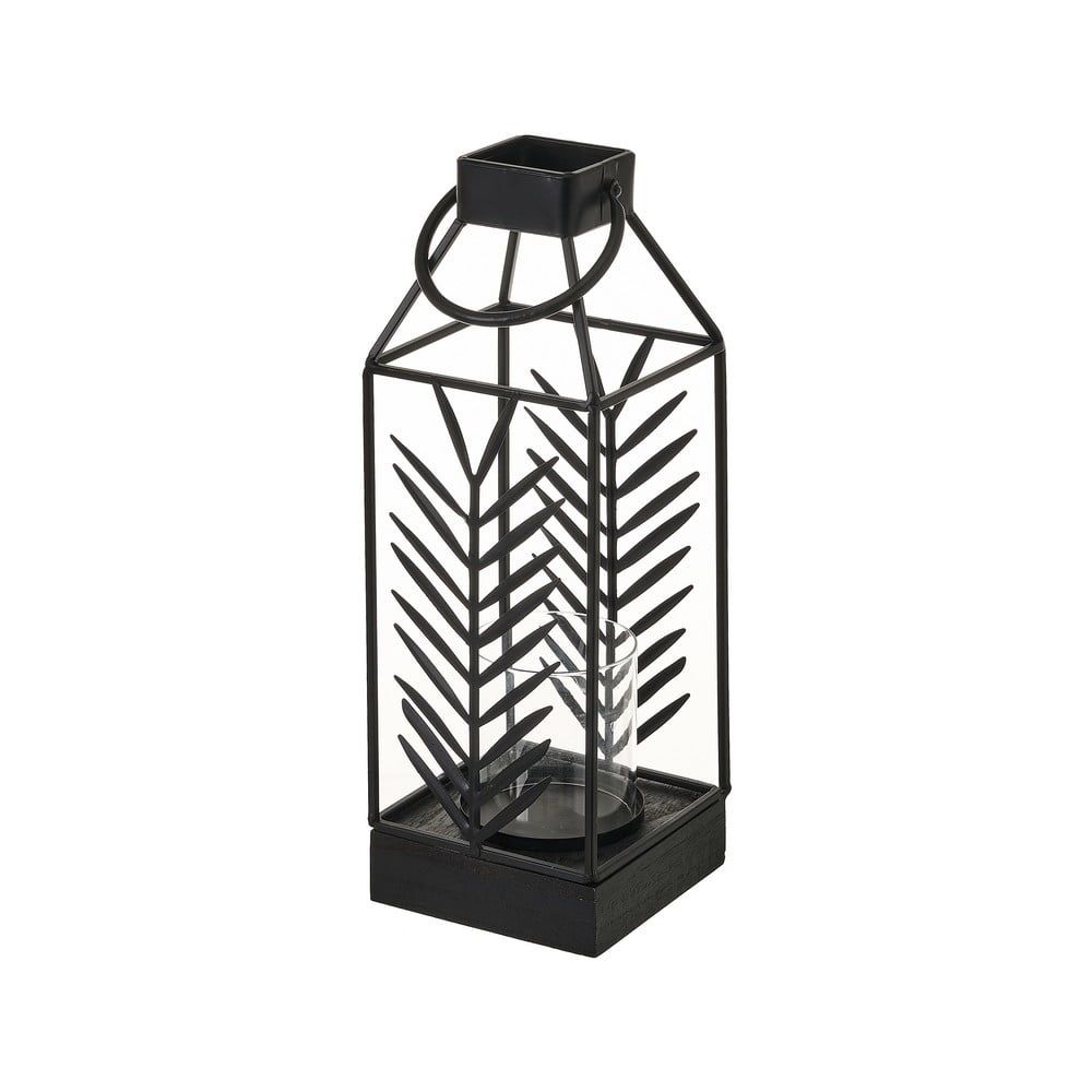 Čierny kovový lampáš Casa Selección, výška 40,5 cm