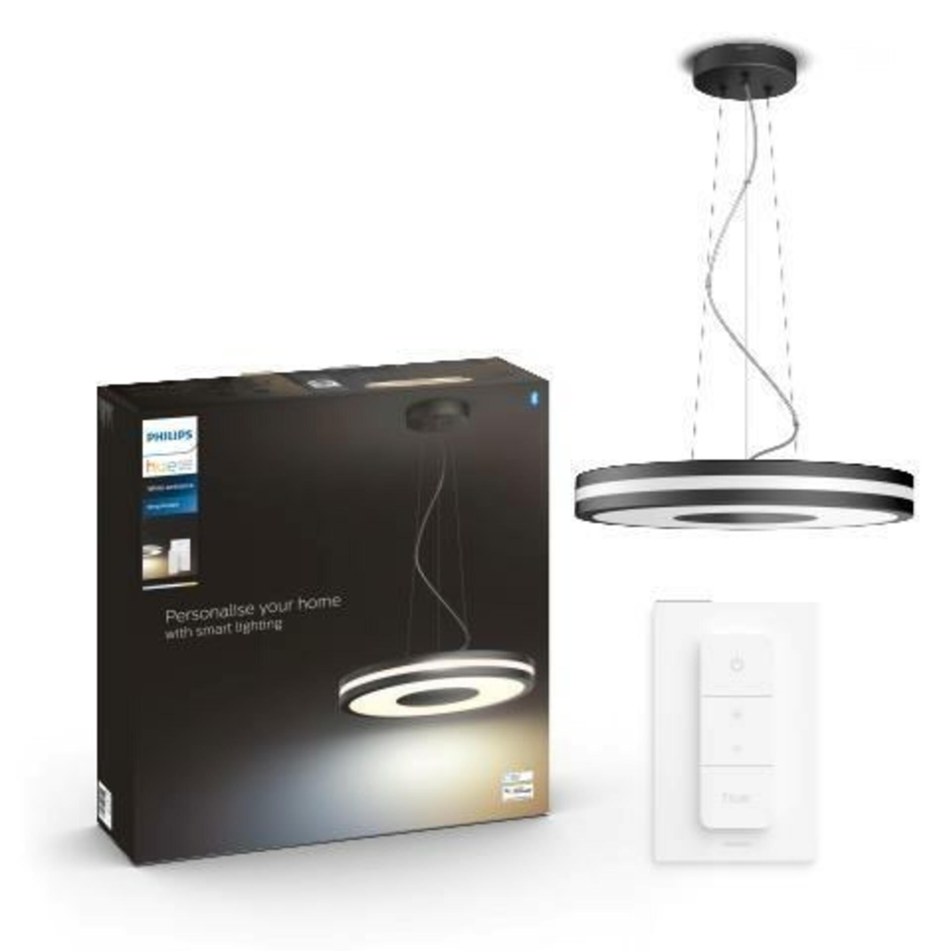 Hue Bluetooth LED White Ambiance Závěsné svítidlo Philips Being 8718696175286 25W 2900lm 2200-6500K 24V, černé s dálkovým ovladačem