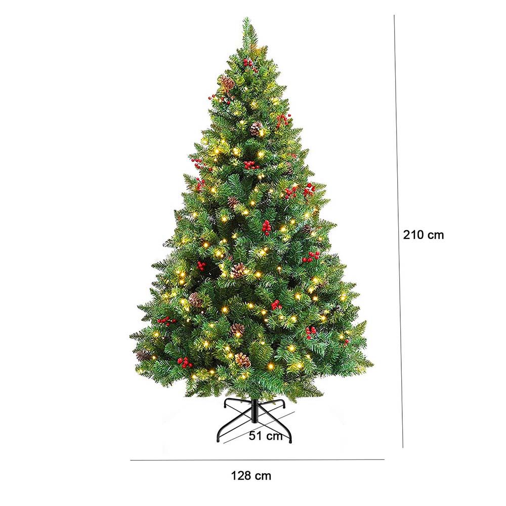 Vianočný stromček s LED diódami, rôzne typy, teplá biela, 320 LED- ov, 210 cm