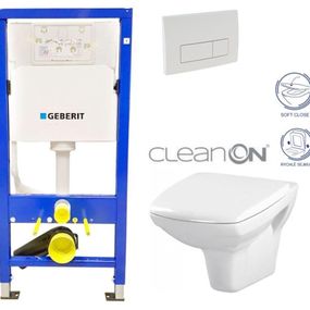 GEBERIT DuofixBasic s bielym tlačidlom DELTA51 + WC CERSANIT CLEANON CARINA + SEDADLO 458.103.00.1 51BI CA2