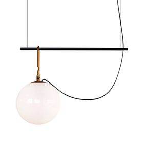 Artemide Závesná lampa nh S1 22 55 cm guľa Ø 22cm, Obývacia izba / jedáleň, sklo, mosadz, E27, 15W, P: 55 cm, L: 22 cm, K: 40.3cm