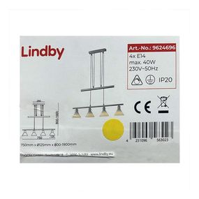 Lindby - Luster na lanku DELIRA 4xE14/40W/230V matný chróm