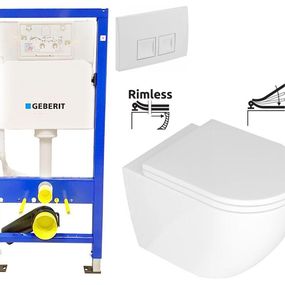 GEBERIT DuofixBasic s bielym tlačidlom DELTA50 + WC REA Carlo Mini Basic Rimlesss + SEDADLO 458.103.00.1 50BI CB1