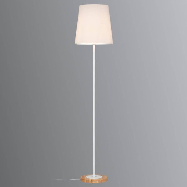 Paulmann Stellan stojaca lampa textilné biela, Obývacia izba / jedáleň, kov, textil, drevo, E27, 20W, K: 161.5cm