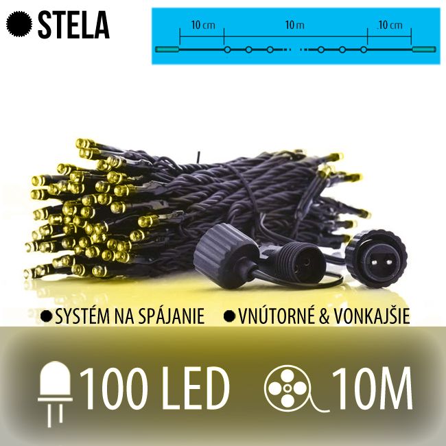 STELA spojovateľná LED svetelná reťaz vonkajšia - 100LED - 10M Teplá biela