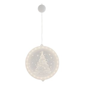 LED svetelná ozdoba na okno CHRISTMAS TREE kruhová biela