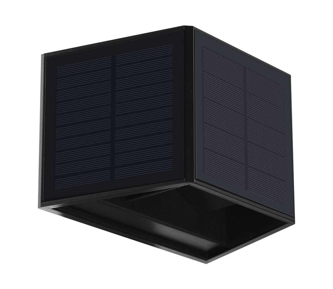 LED Solárne nástenné svietidlo WINGS LED/2W/3,2V 6000K IP54 čierna