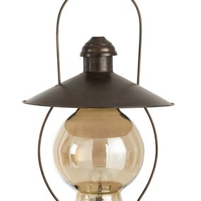 Hnedá antik kovová stolná retro lampa Camping lantern - 30*30*53cm