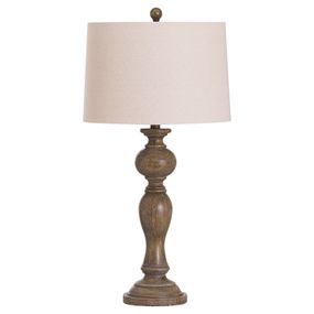 Estila Vintage stolná lampa Fondo so živicovým podstavcom v hnedej farbe a smotanovým tienidlom 74cm