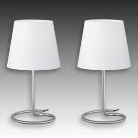 Reality Leuchten Twin – moderná sada stolných lámp, Obývacia izba / jedáleň, látka, kov, E14, 40W, K: 33cm