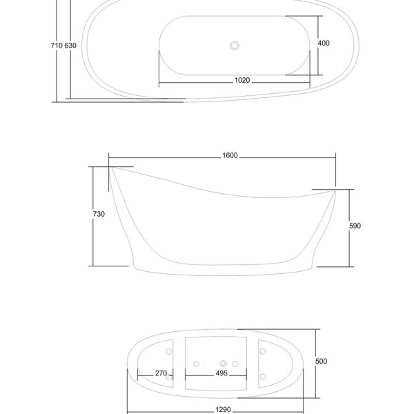Corsan - Voľne stojaca vaňa E322 Diva - 160 cm s bielou povrchovou úpravou