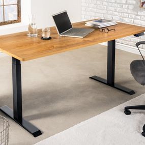 Estila Industriálny výškovo nastaviteľný písací stôl Zuva v prevedení dub bledo hnedý 160cm