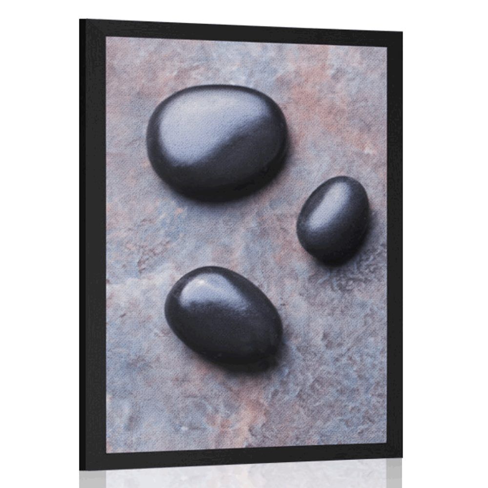 Plagát nádherné zátišie so Zen kameňmi - 30x45 black