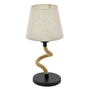 EGLO Stolová lampa Rampside s lanom, látkové tienidlo, Obývacia izba / jedáleň, kov, lano, textil, E27, 28W, K: 40cm