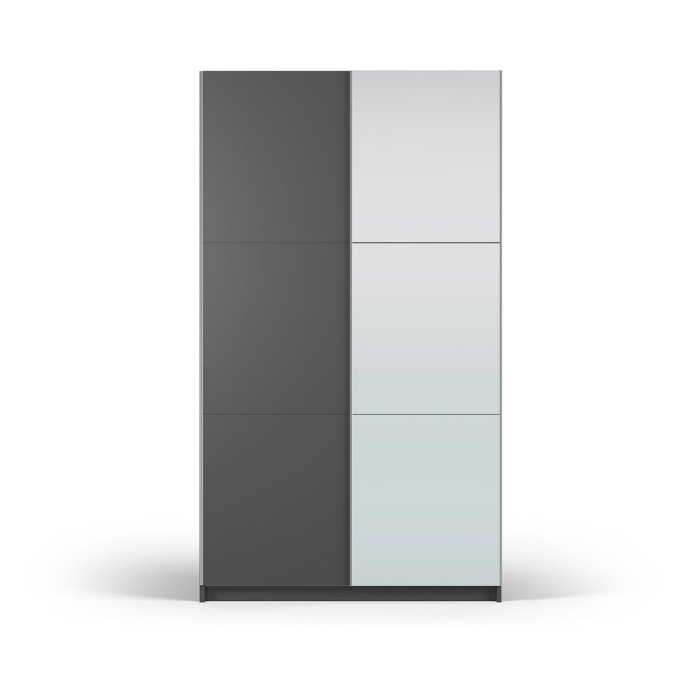 Tmavosivá šatníková skriňa so zrkadlom a s posuvnými dverami 122x215 cm Lisburn - Cosmopolitan Design