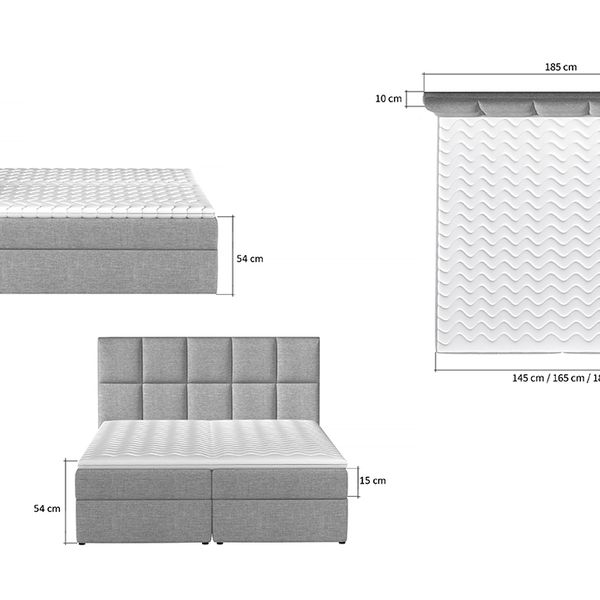 Čalúnená manželská posteľ s úložným priestorom Grosio 165 - čierna (Monolith 97)