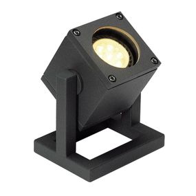 SLV BIG WHITE CUBIX 1, venkovní stojací lampa, jedna žárovka, QPAR51, IP44, hranatá, antracit, úsporná žárovka, max. 25 W 132835